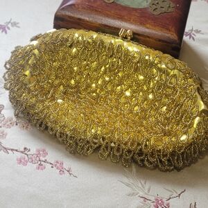 Vintage 30-40s  Gold Sequins & Beaded Clutch Hong Kong
